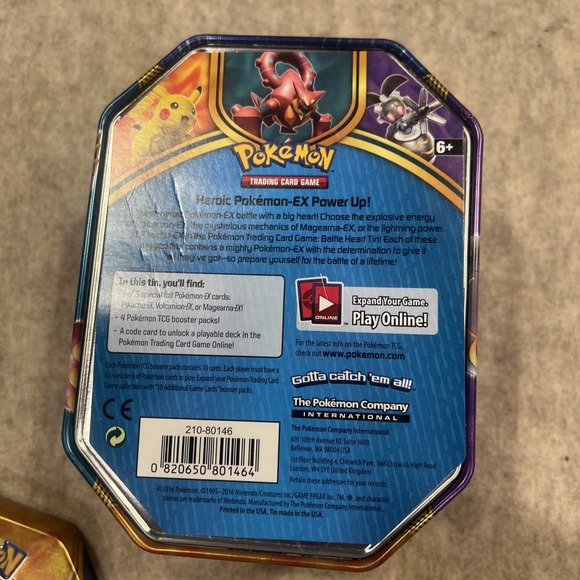 Pokemon Pikachu EX Collector Tin 2016 Battle Heart Collector Tin - Picture 8 of 8